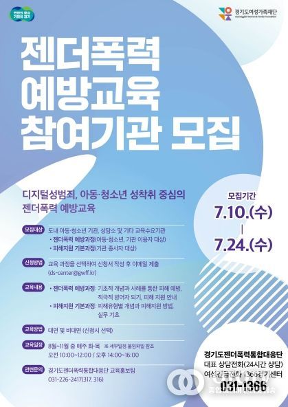 경기도여성가족재단 젠더폭력 교육기관모집