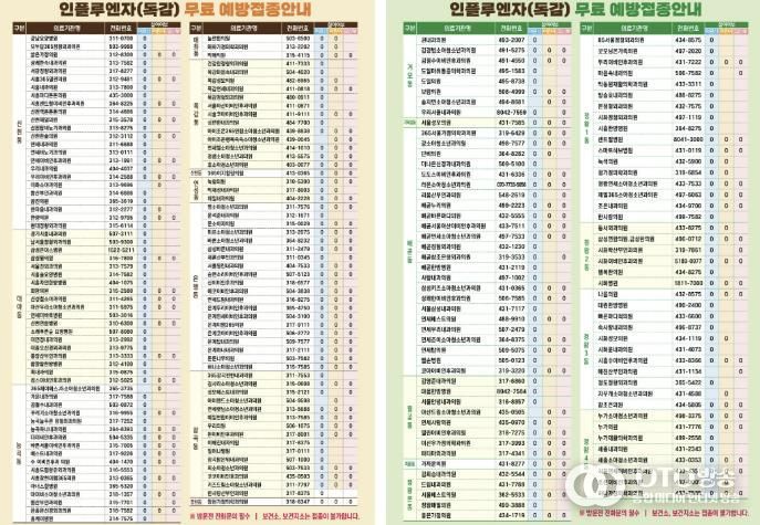 독감 무료 예방접종 안내