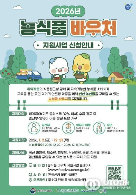 '2026년 농식품 바우처 지원사업 신청안내' 포스터