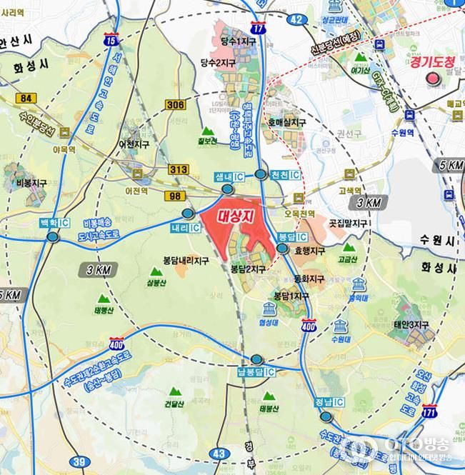 봉담3공공주택지구 위치도