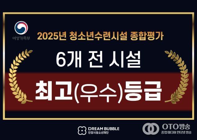 안양시청소년재단 청소년수련시설 종합평가 전 시설 최고등급