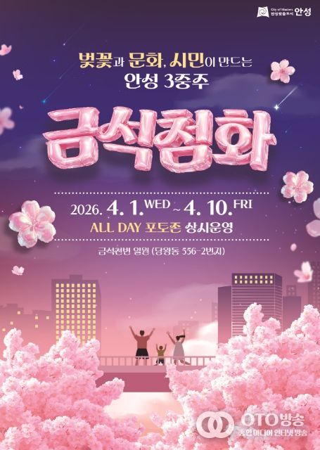 2026 안성시 금석천 '금석첨화' 벚꽃거리 포토존 설치 운영