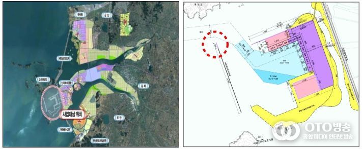 새만금항 신항 방파제 (연장) 축조공사 위치도 및 계획평면도